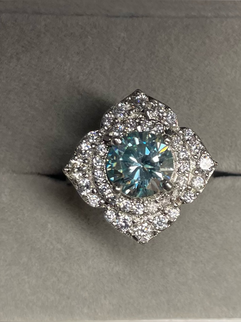 Stunning Certified 2.70 Carat Blue Moissanite Diamond Ring!